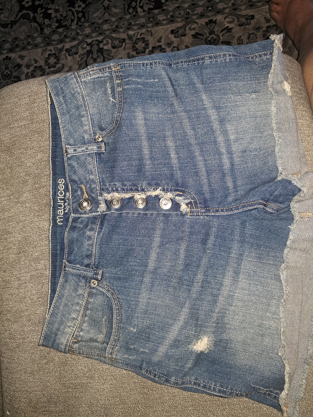 Maurices Distressed Button-Front Denim Shorts - Blue